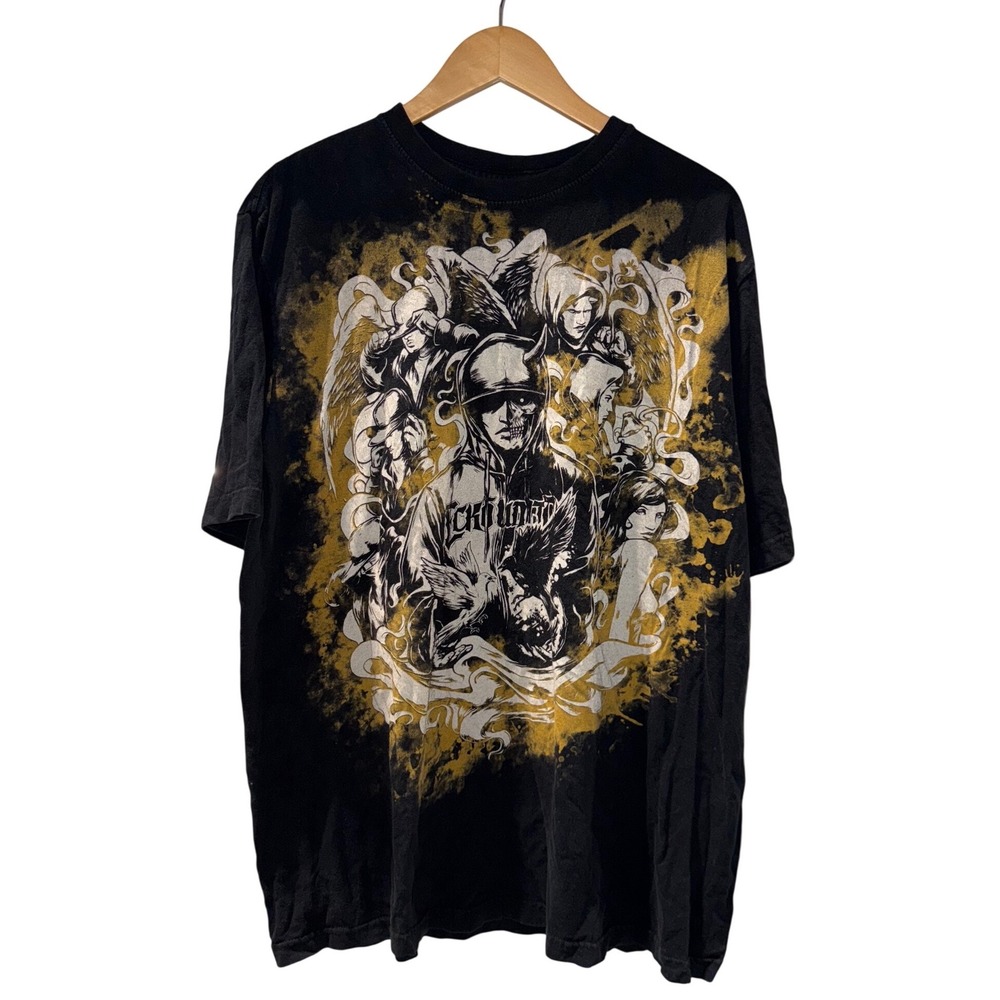 Ecko Unltd Mens XL Black Graphic T-Shirt Y2K Streetwear Art Print Tee